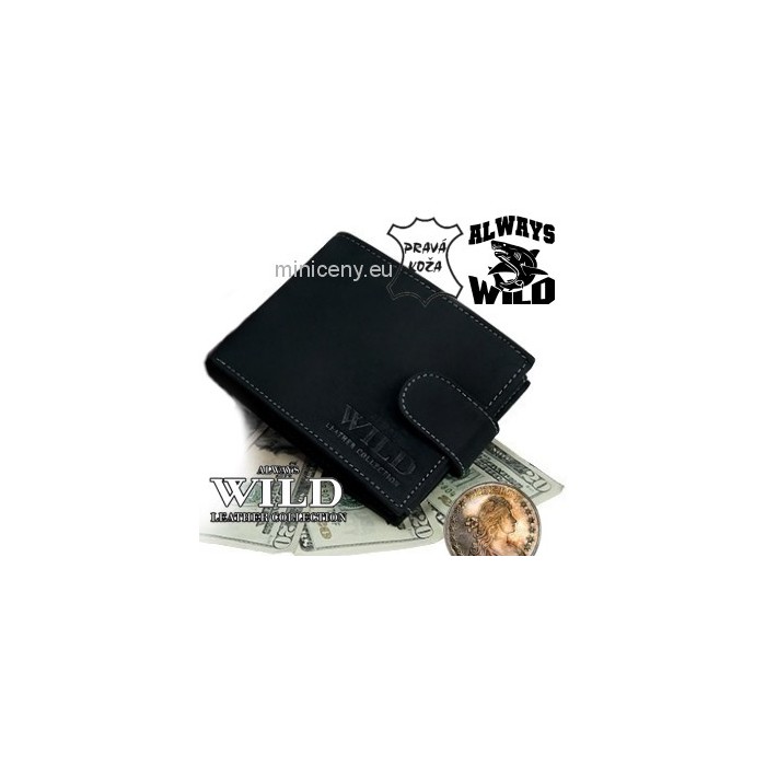 Exkluzívna pánska kožená peňaženka ALWAYS WILD /03 čierna